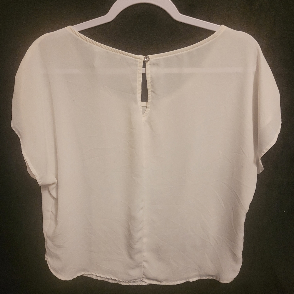 Forever 21 Womens Off White Rhinestone Embellished Top Size Small - Picture 4 of 7